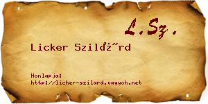 Licker Szilárd névjegykártya